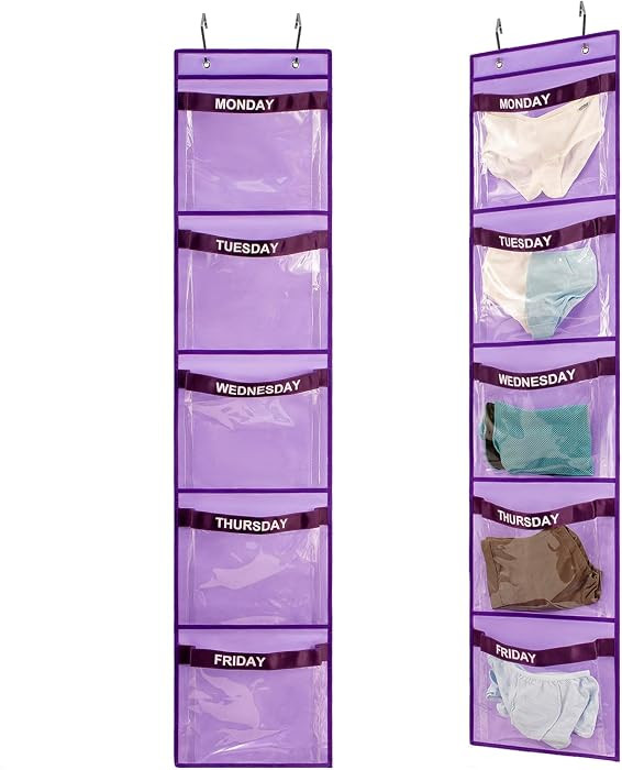 2 Pcs Day of Week Clothing Organizer Monday to Friday School Clothes Organizer for Kids Weekly Ha... | Amazon (US)