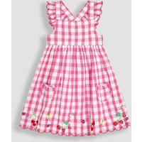 Jojo Maman Bébé Girls Pure Cotton Gingham Embroidered Dress (6 Mths - 5 Yrs) - 12-18 - Fuchsia Mix, Fuchsia Mix | Marks & Spencer (UK)