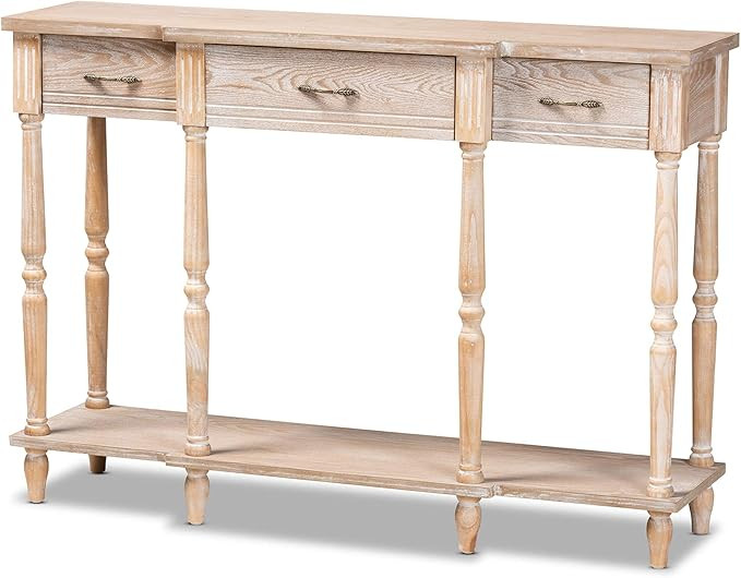 Baxton Studio Hallan Classic and Traditional French Provincial Rustic Whitewashed Oak Brown Finis... | Amazon (US)