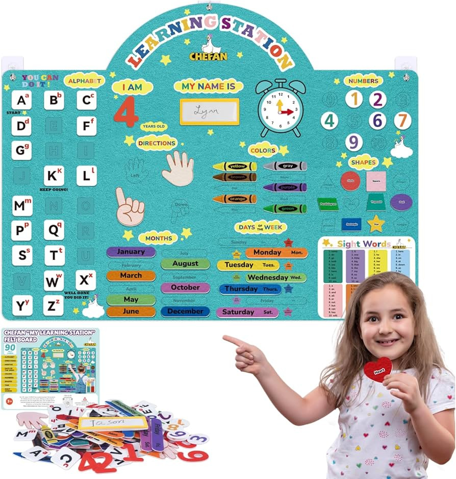 CHEFAN Alphabets Letters and Numbers Felt Board Pieces, 36 * 27 inches, Toddlers ABC Learning Toy... | Amazon (US)