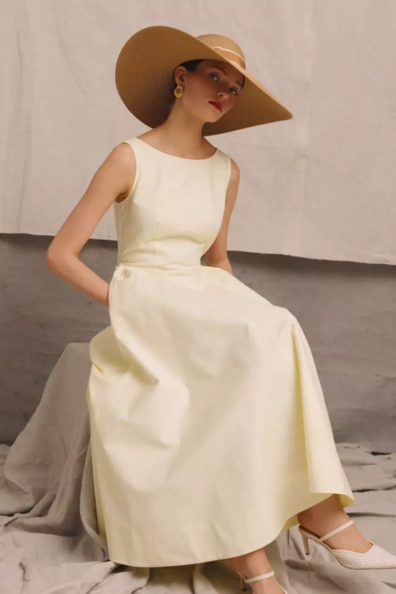 Chatsworth Woven Dress (Lemon) | Holland Cooper
