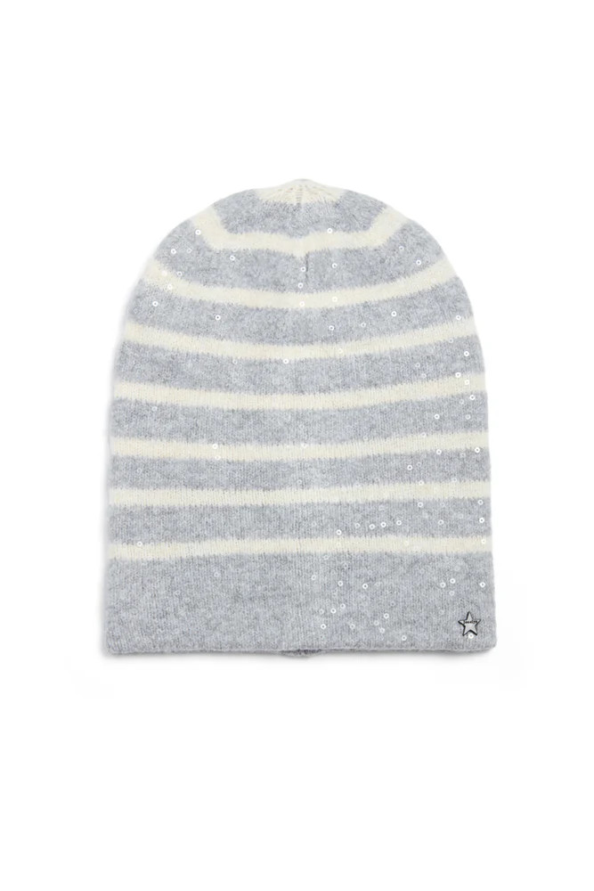 The Heavenly Sequin Striped Hat-Grey | Jocelyn