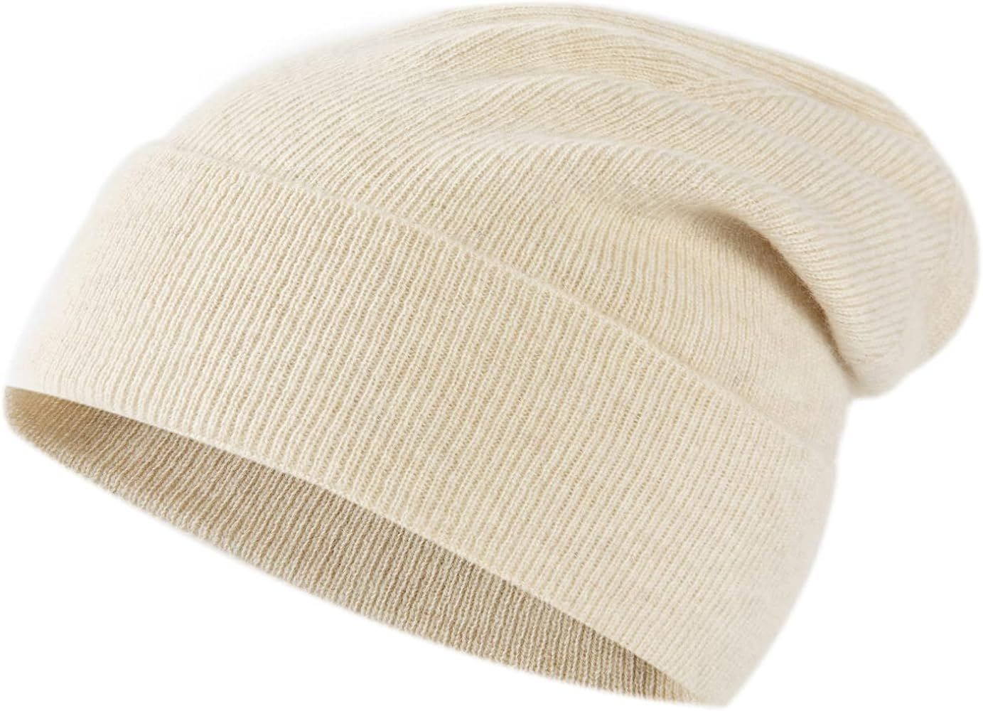 Unisex 100% Pure Cashmere Beanie, Ribbed Cuffed Hat Warm Soft with Gift Box for Women and Men | Amazon (US)