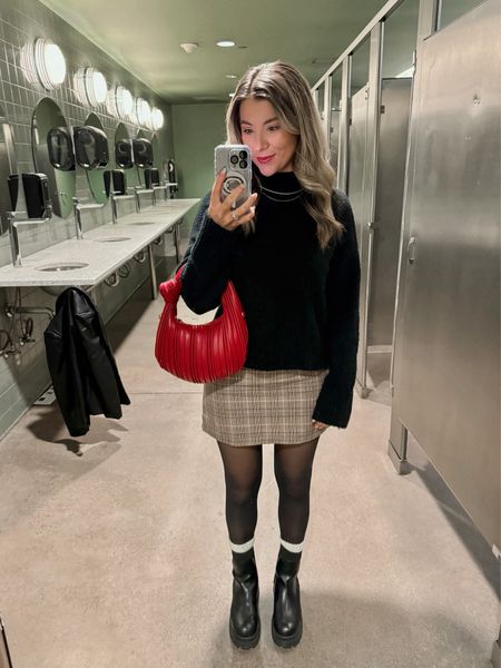 Winter outfit inspo 🫶🏼 

Sweater is old old from Nordstrom rack linking similars
Plaid skirt size xs, tts but NO stretch 
Tights tts 
Leg warmers
Chelsea boots tts
Red handbag is a new fav!! 😍

#LTKstyletip #LTKshoecrush #LTKfindsunder50
