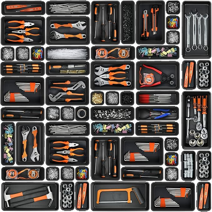 A-LUGEI【?????】【5 Size】 Tool Box Organizer Tray Divider Set, 【Black】 De... | Amazon (US)