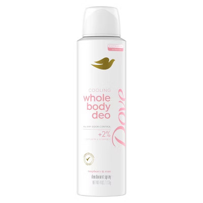 Dove Beauty Whole Body Deodorant Spray Raspberry & Rose Cooling - Aluminum-Free 4oz | Target