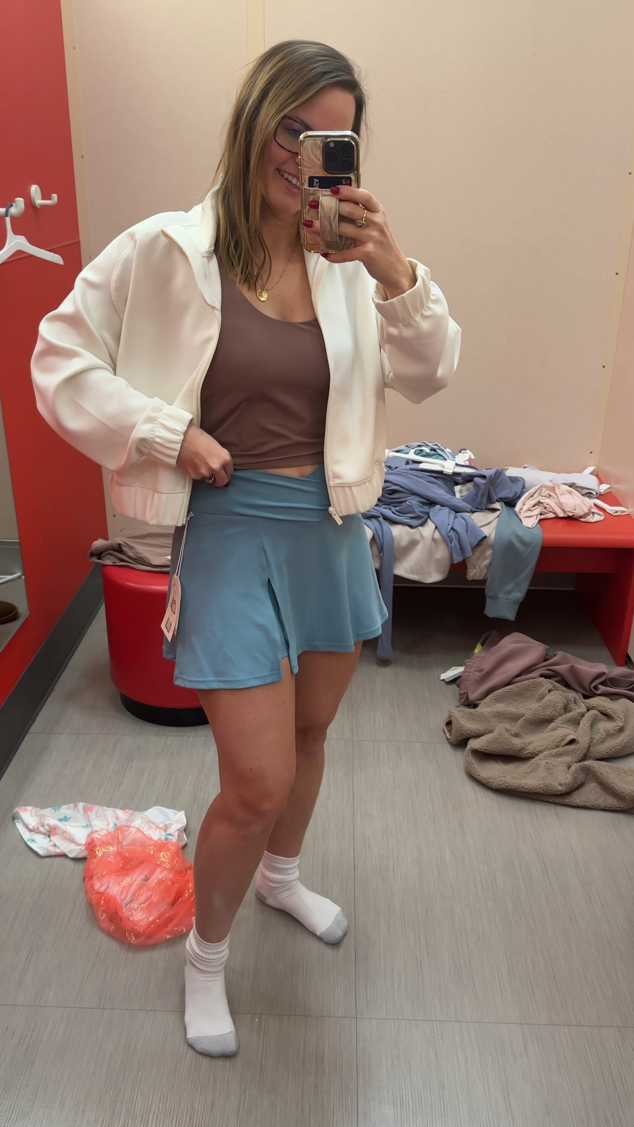 Target active wear— Active skirt with side slit, cream cropped jacket, all in motion new arrivals tank. 

Perfect for pilates, dance, yoga, workouts, etcc

#LTKActive #LTKFitness #LTKWatchNow