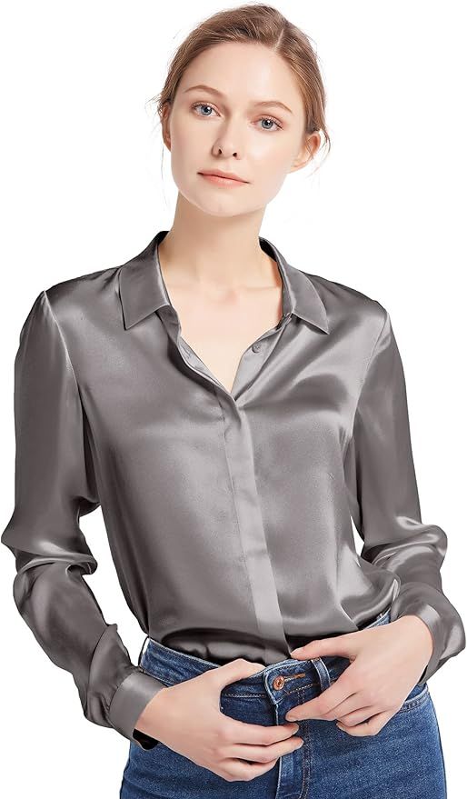 LilySilk Silk Blouse for Women 100% Pure Silk Long Sleeves Cool Smooth Tops | Amazon (US)