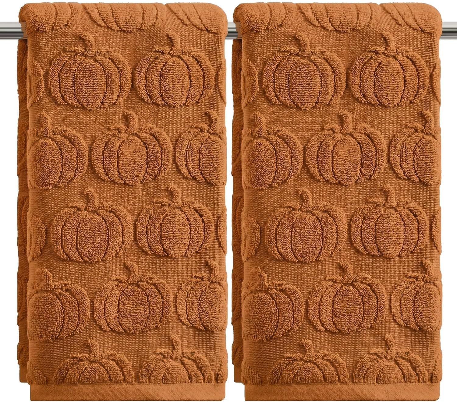 Artoid Mode 2 Pcs Caramel 3D Pumpkin Jacquard Hand Towels for Bathroom | Amazon (US)