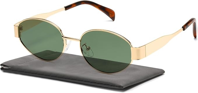 Oval Sunglasses for Women Men - Retro Sun Glasses Classic Metal Frame Polarized UV400 Protection | Amazon (UK)
