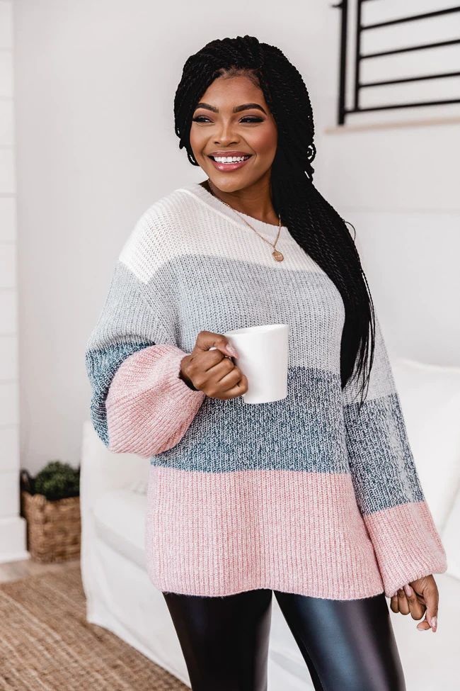 Lost In This Moment Slate Colorblock Sweater | The Pink Lily Boutique