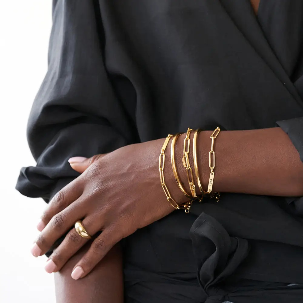 Ivy Name Paperclip Chain Bracelet - Gold Vermeil | Oak & Luna (US)