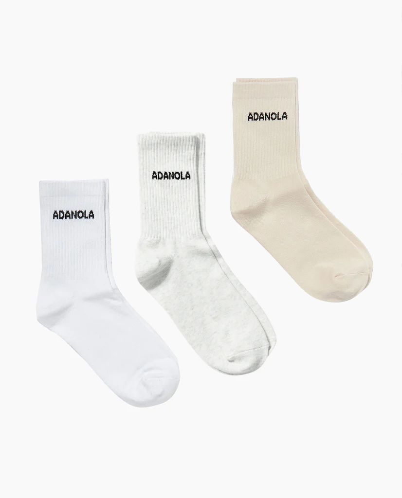 3 Pack Socks - White, Cream, Light Grey Melange | Adanola UK
