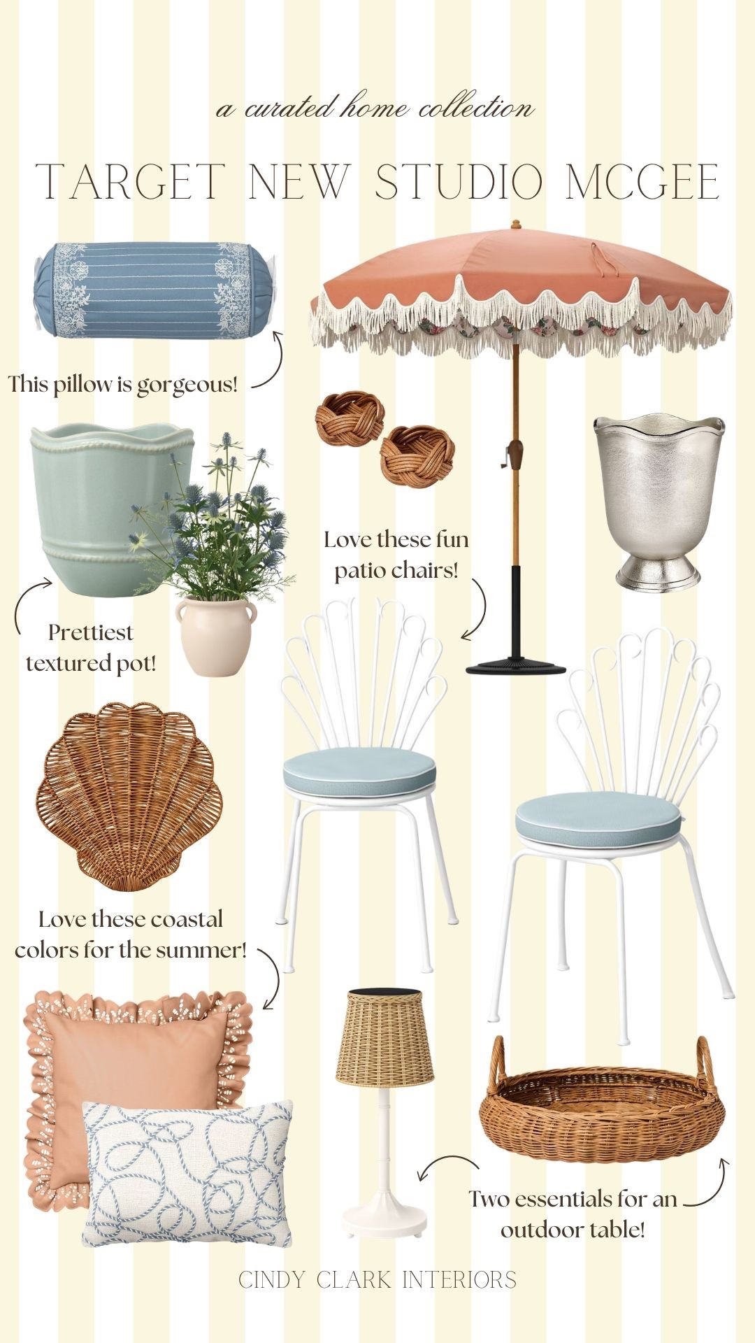 Studio McGee x Target just launched a surprise summer collection and it’s screaming coastal summer! The prettiest blue and terracotta tones and a mix of furniture, planters, textiles, and outdoor hosting essentials! 

#LTKHome