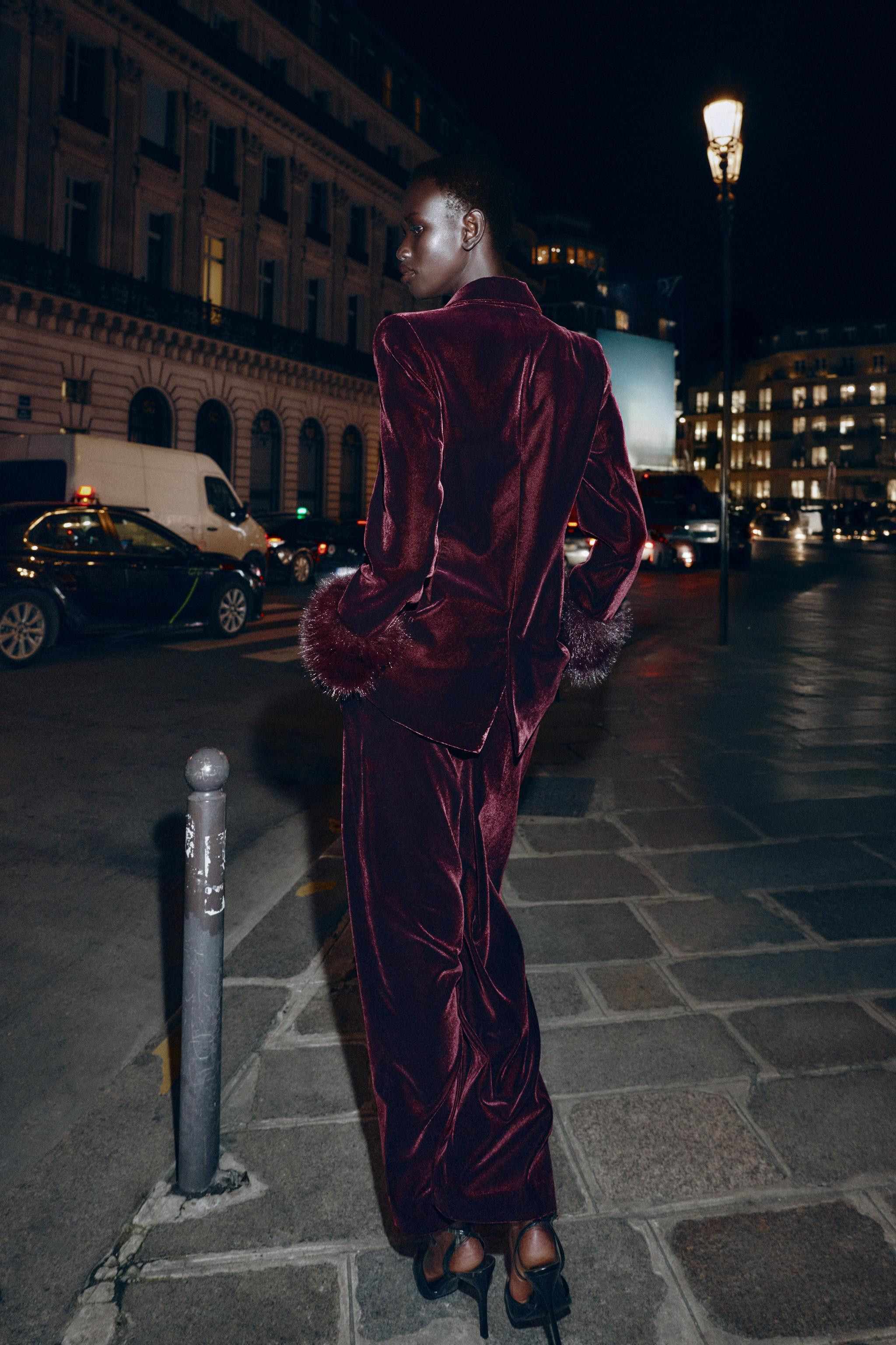 VELVET WIDE LEG PANTS | Zara US