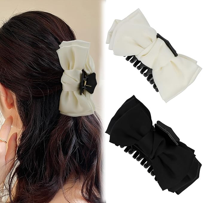 ?????? Elegant Bowknot Claw Clips for Women, CUBACO 2pcs Hair Bow Clips for Gir... | Amazon (US)