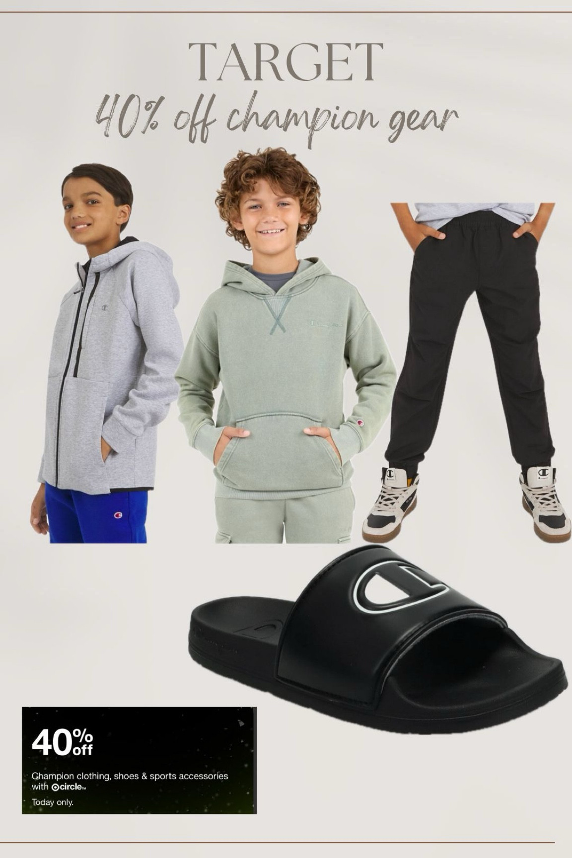 target / cyber monday deals / 40% off champion gear 

#LTKKids #LTKCyberWeek #LTKGiftGuide