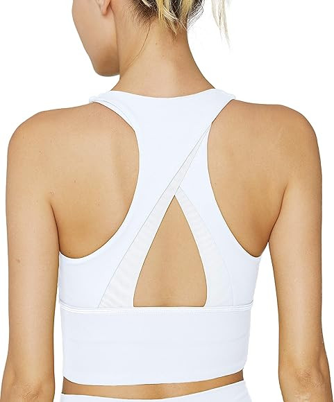 light & leaf Longline Sports Bra Padded Workout Crop Yoga Bra Tops for Women | Amazon (US)