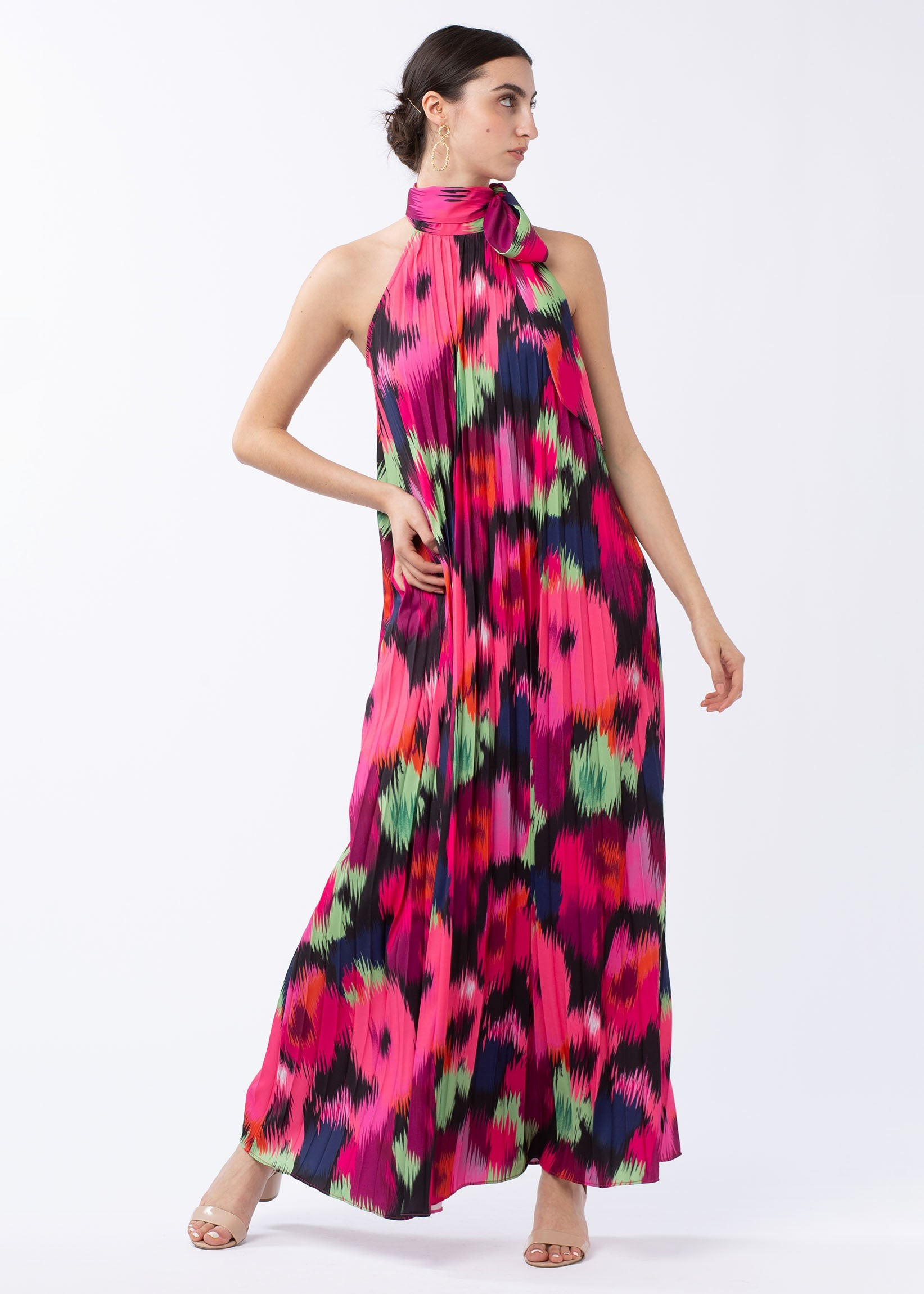 POPPY PLEATED GOWN IKAT ROSES | Abbey Glass