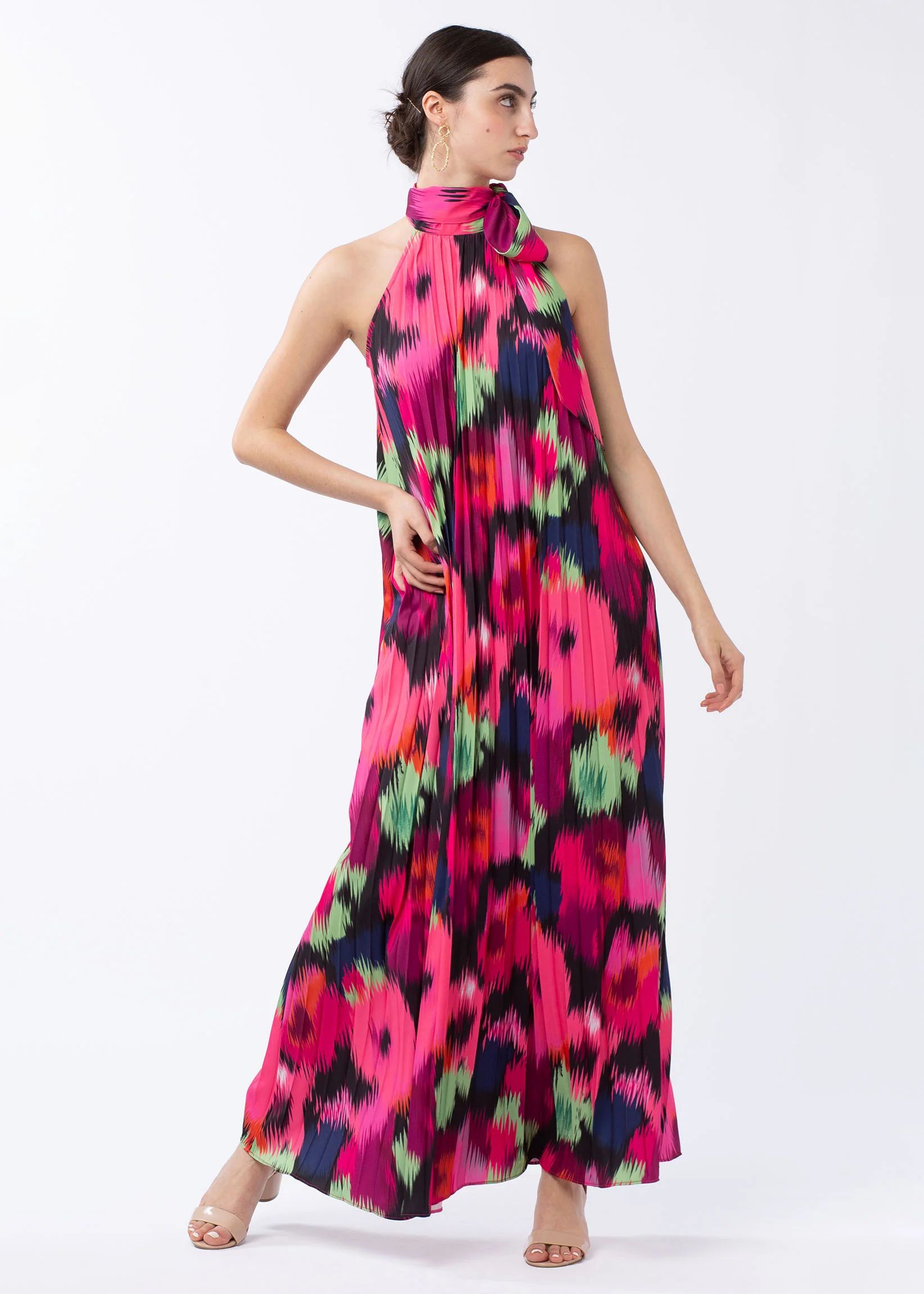 POPPY PLEATED GOWN IKAT ROSES | Abbey Glass