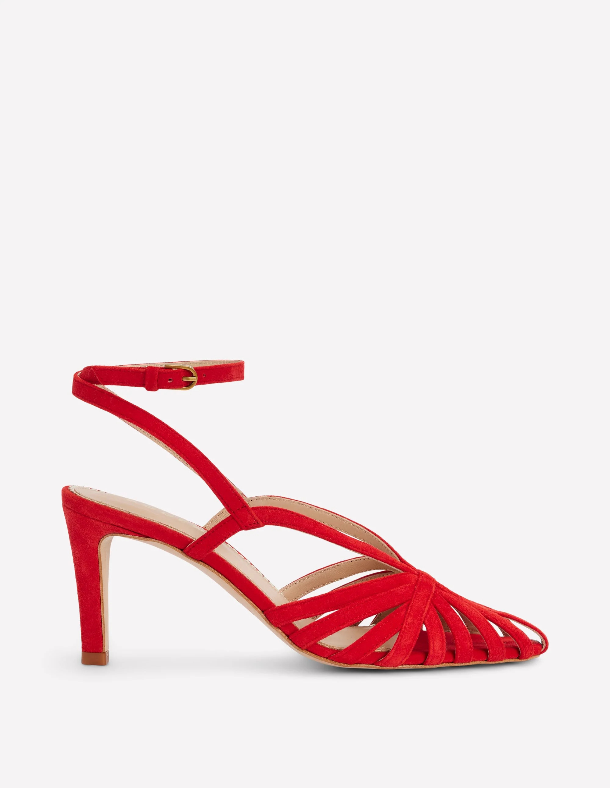Heeled Cage Sandals-Post Box Red | Boden (US)