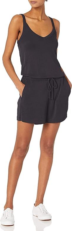 Amazon Brand - Daily Ritual Women's Sandwashed Modal Blend V-Neck Sleeveless Romper | Amazon (US)