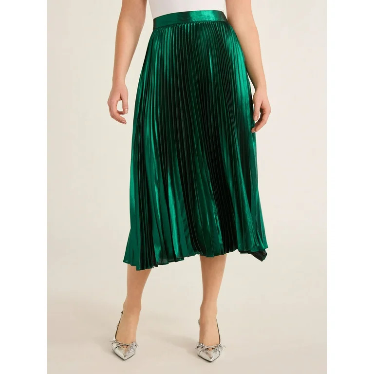 Free Assembly Women’s Pleated Metallic Maxi Skirt, Sizes XS-XXXL | Walmart (US)