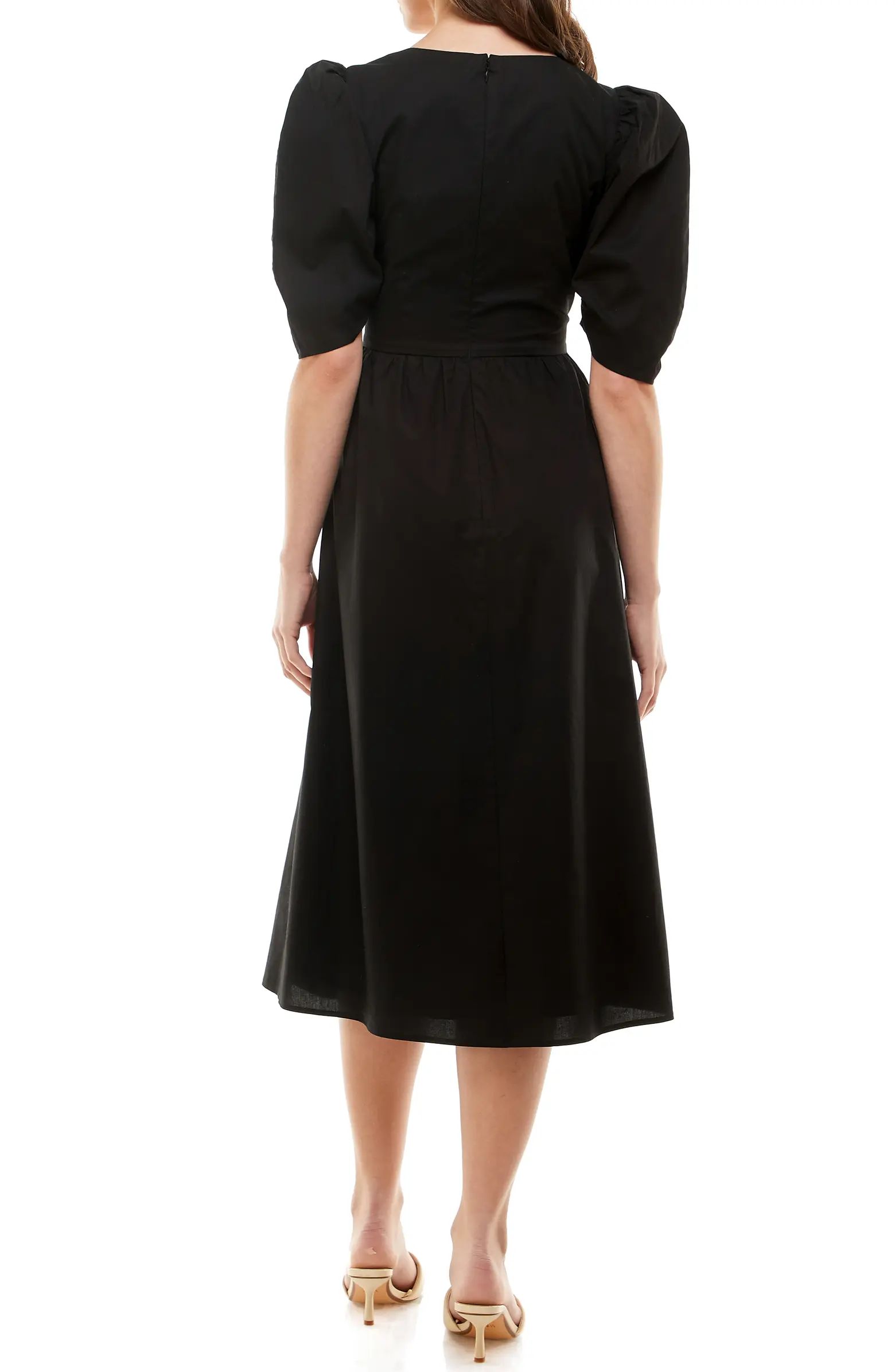 WAYF Peggy Cutout Puff Sleeve Midi Dress | Nordstrom | Nordstrom