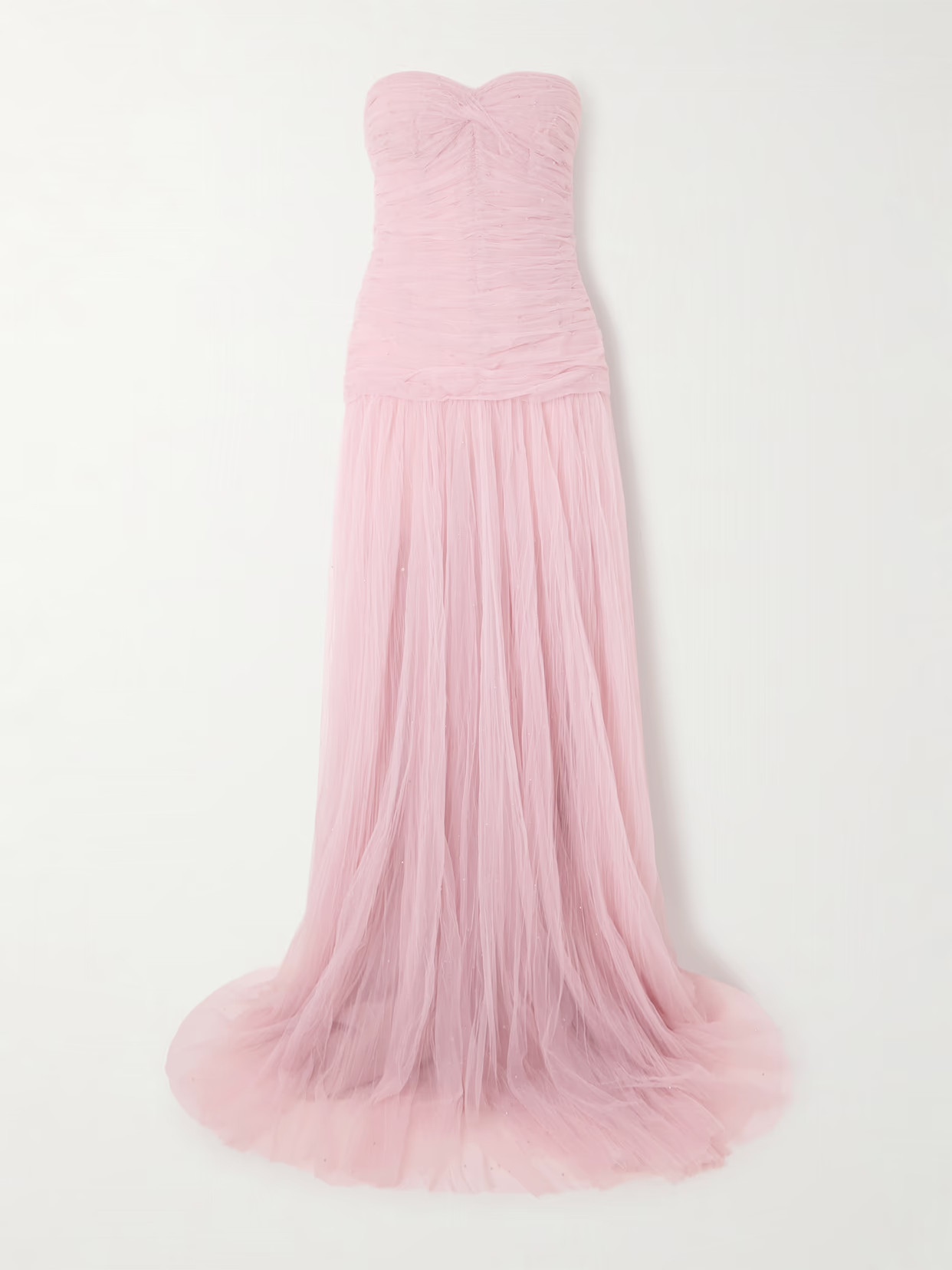 Marmar Halim - Strapless Bead-embellished Plissé-tulle Gown - Pink | NET-A-PORTER (US)