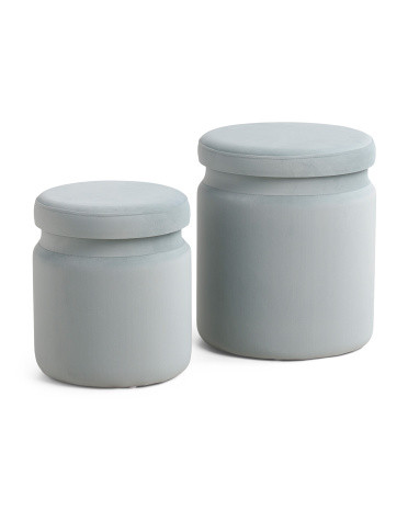 Set Of 2 Kris Velvet Storage Ottomans | TJ Maxx