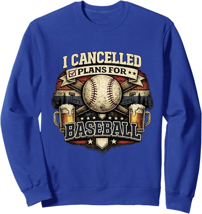 I Cancelled Plans For Baseball Vintage Retro Graphic Sweatshirt | Amazon (US)