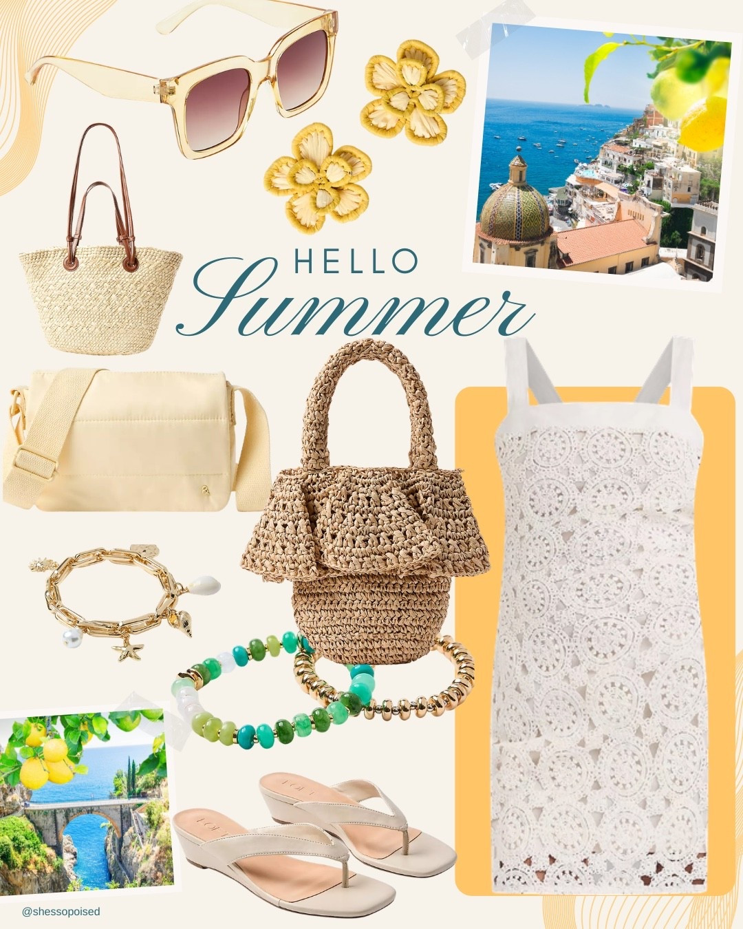 Vacation outfits - loving this crochet dress. It’s a perfect day to night dress to wear while you are on vacation along the Amalfi Coast in Italy or any resort town. Just change out your bag - maybe a crossbody camera style bag for walking around during the day, and then use a cute raffia purse for going to dinner at a restaurant overlooking the sea at night. Bright accessories and colorful sunglasses are always fun for Summer. 

#LTKTravel #LTKSaleAlert #LTKOver40