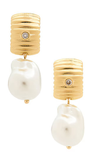 Ettika Ribbed Pearl Drop Earrings in Ivory. | Revolve Clothing (Global)