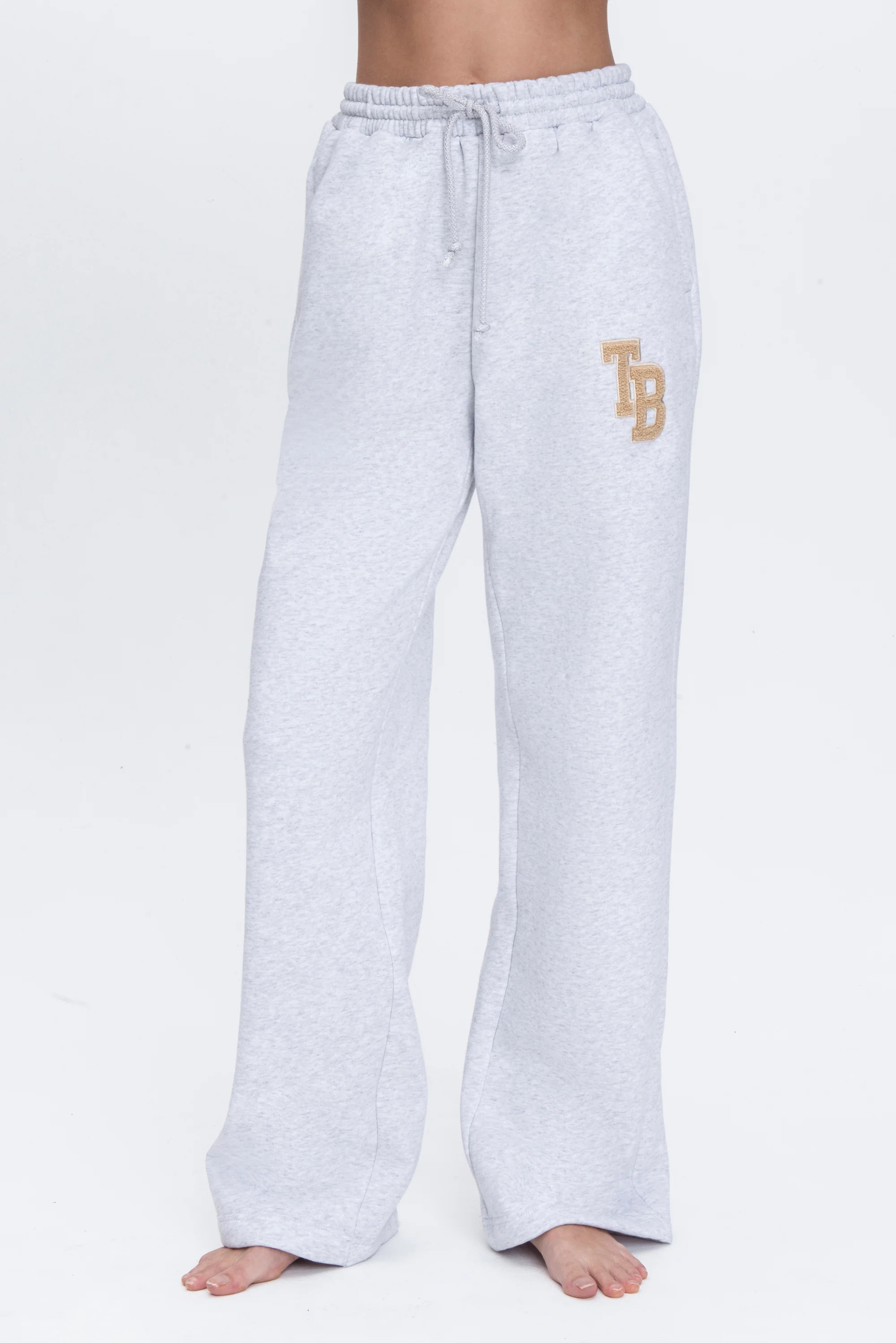 ARLO WIDE LEG SWEATPANTS LT HEATHER GREY/NUDE | The Bar
