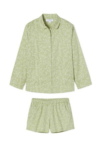 JB x LAKE Poplin Shorts Set in Green Vine | LAKE Pajamas
