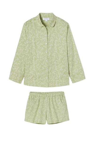 JB x LAKE Poplin Shorts Set in Green Vine | LAKE Pajamas
