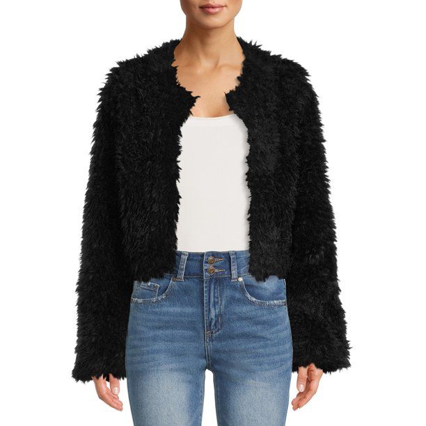 Madden NYC Women's Cropped Faux Fur Jacket - Walmart.com | Walmart (US)