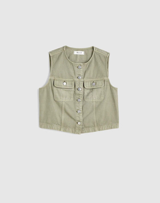 Cropped Vest in Airy Denim | Madewell