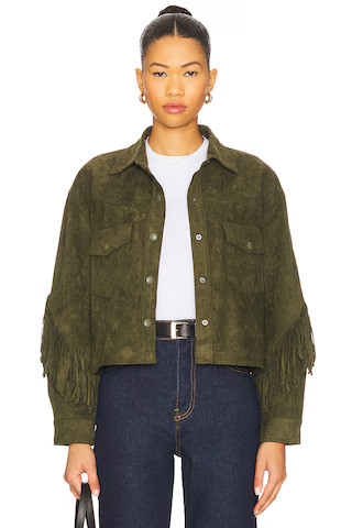 Suede Fringe Jacket in Down to Earth | Revolve Clothing (Global)