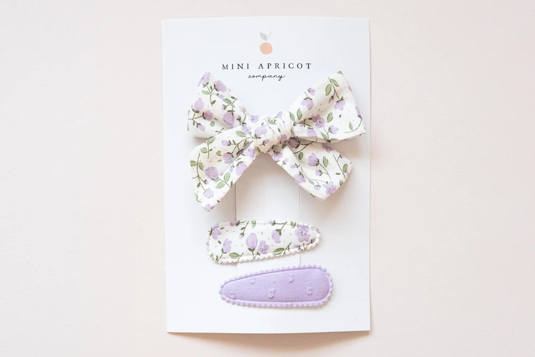 NEW 2 Fabric Snap Clips and 1 Bow Set, Baby Girl Hair Clips, Girl Hair Accessory, Toddler Hair Cl... | Etsy (US)