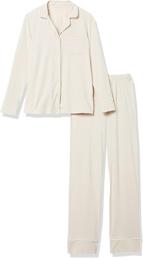 Amazon.com: Amazon Essentials Women's Cotton Modal Long-Sleeve Shirt and Full-Length Pant Pajama ... | Amazon (US)