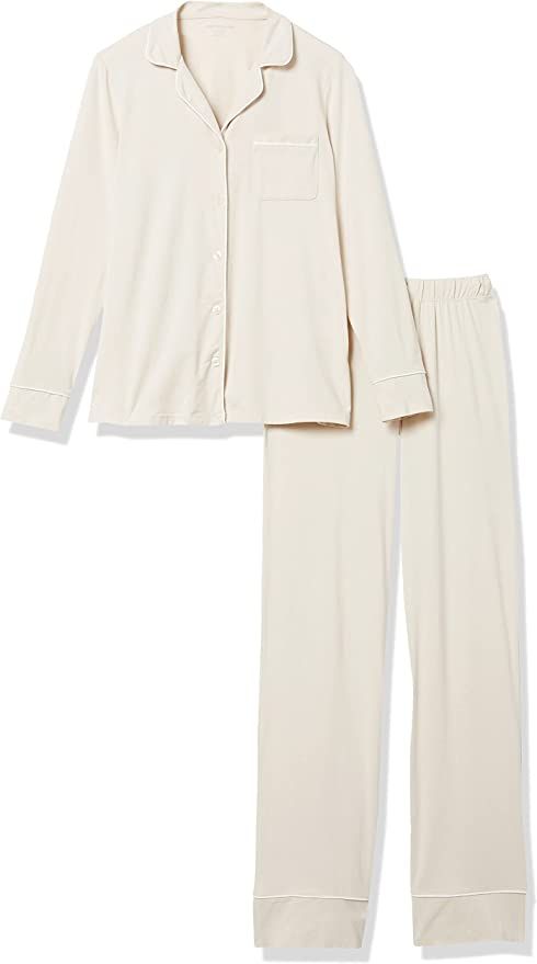 Amazon.com: Amazon Essentials Women's Cotton Modal Long-Sleeve Shirt and Full-Length Pant Pajama ... | Amazon (US)