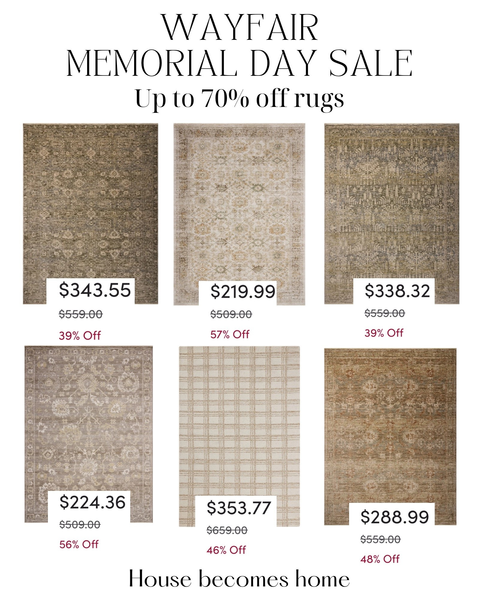 Wayfair’s Memorial Day sale! Up to 70% off rugs!

#LTKSeasonal #LTKSaleAlert #LTKHome