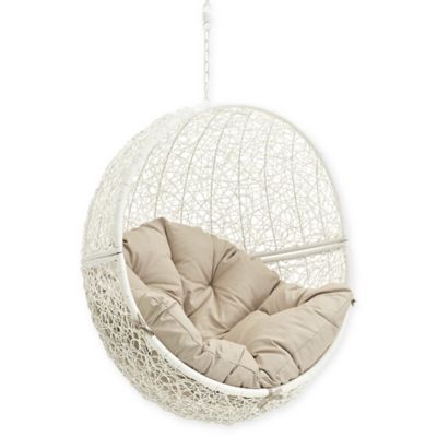 Modway Hide Patio Swing Chair Without Stand in White/Beige | Bed Bath & Beyond