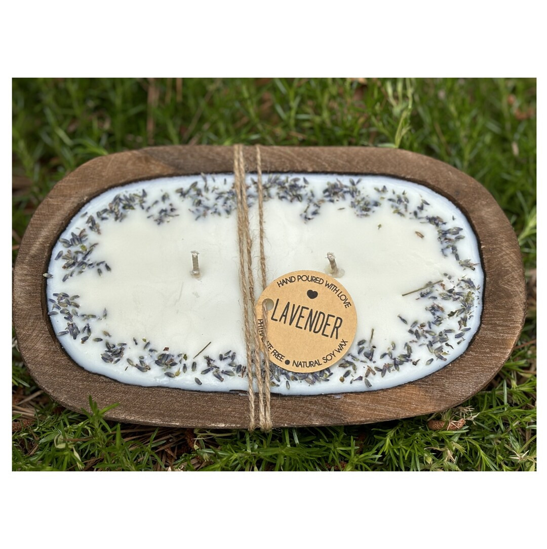 Lavender Dough Bowl Candle, Soy Wax Candle, Lavender Soy Candle, Farmhouse Candle, Wood Candle, L... | Etsy (US)