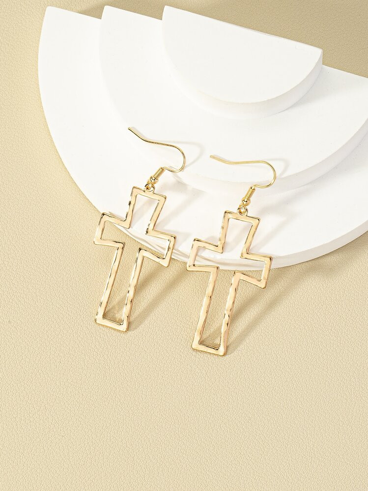 Hollow Out Cross Drop Earrings | SHEIN