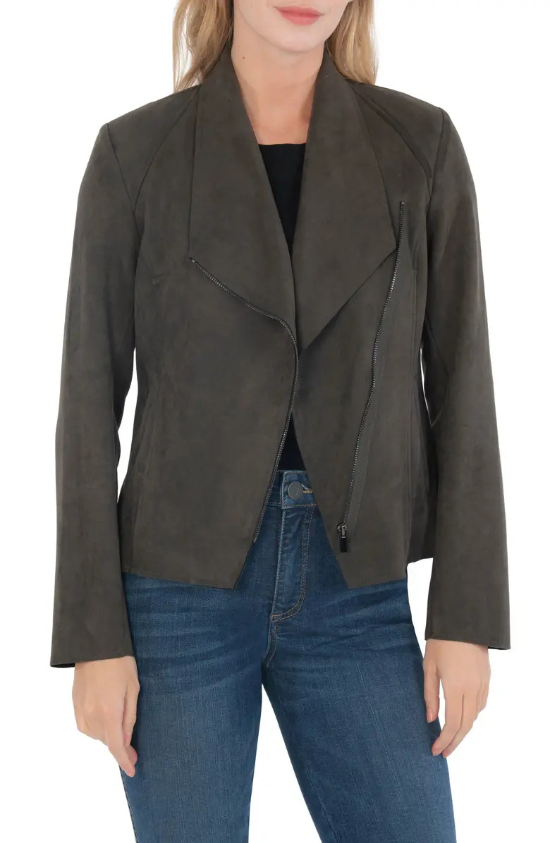 Carina Faux Suede Drape Moto Jacket | Nordstrom