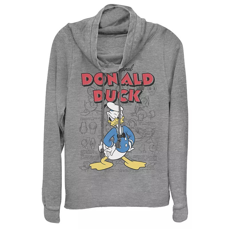 Disney's Donald Duck Juniors' Original Cowlneck Graphic Lightweight Long Sleeve, Girl's, Size: Medium, Gray Grey | Kohl's