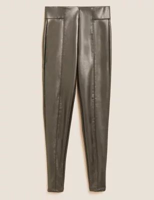 Leather Look High Waisted Leggings | M&S Collection | M&S | Marks & Spencer (UK)
