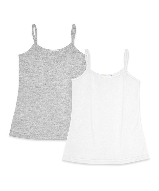 Basics by Sunshine Swing Girls' Camisoles - Heather Gray & White Camisole Set - Girls | Zulily